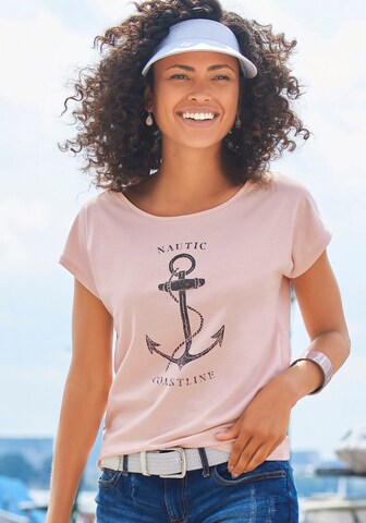 BEACH TIME Тениска 'BEACH TIME' в розово: отпред