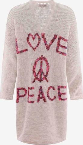 Zwillingsherz Gebreid vest 'Love and Peace' in Roze