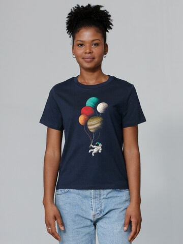 Watapparel Shirt 'Balloon Spaceman' in Blue: front