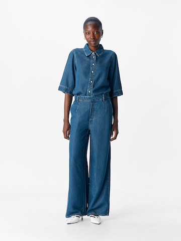 OBJECT Wide Leg Jeans 'OBJFRAME LISA' in Blau