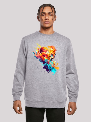 F4NT4STIC Sweatshirt 'Abstract player' in Grijs: voorkant