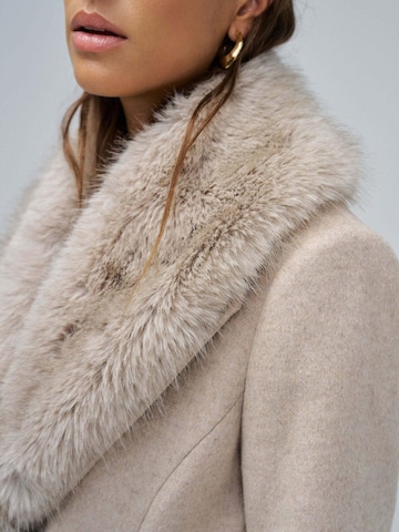 Salsa Jeans Wintermantel 'Long Wool Coat Faux Fur Belt' in Beige