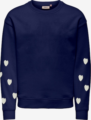 ONLY GIRLS Sweater 'Marisa Teddy Heart' in Blue: front
