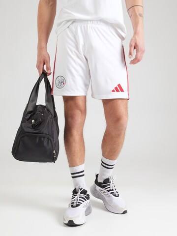 ADIDAS PERFORMANCE Regular Workout Pants 'AJAX' in White: front