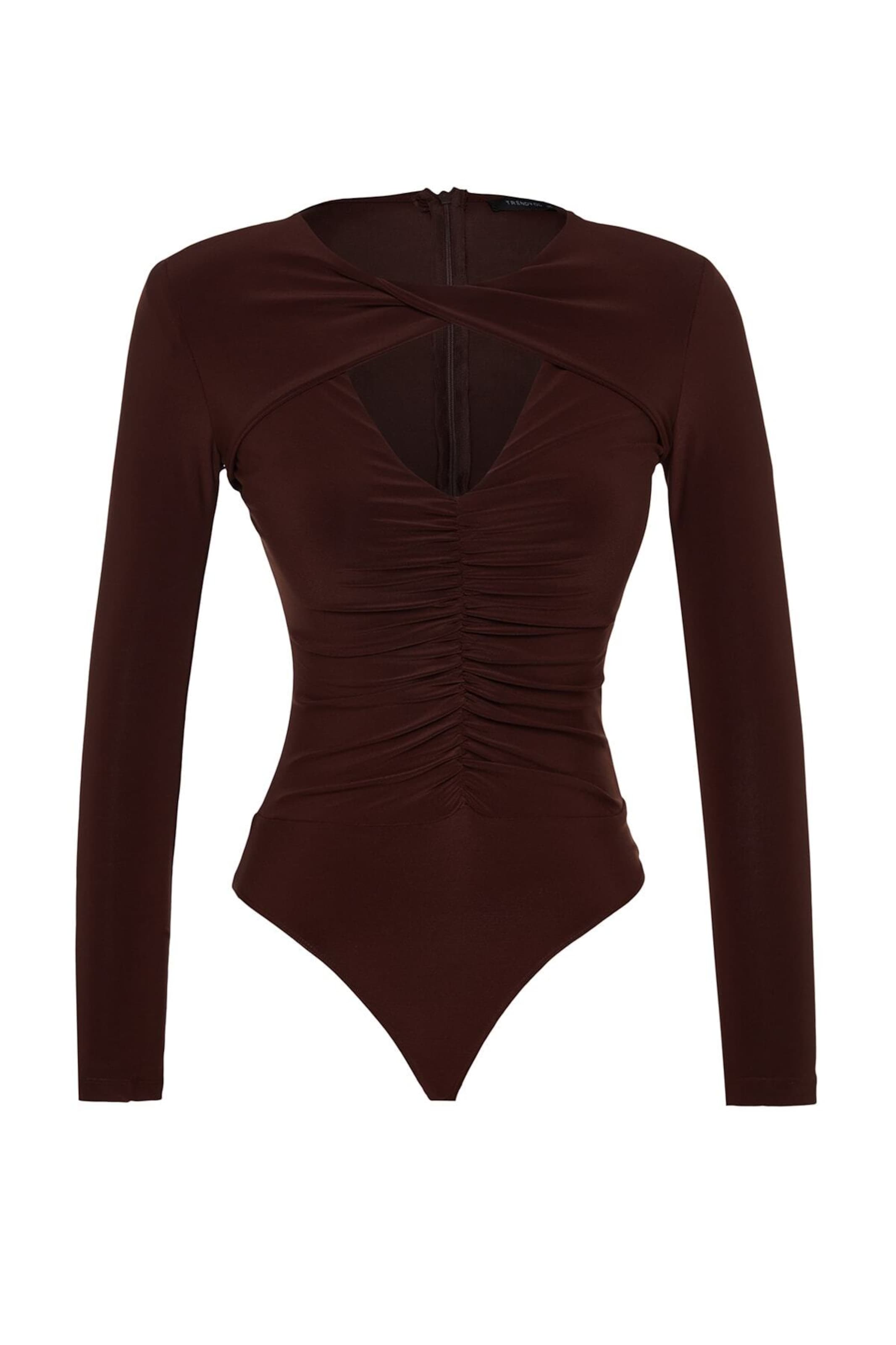 Trendyol Shirt Bodysuit in Brown: front