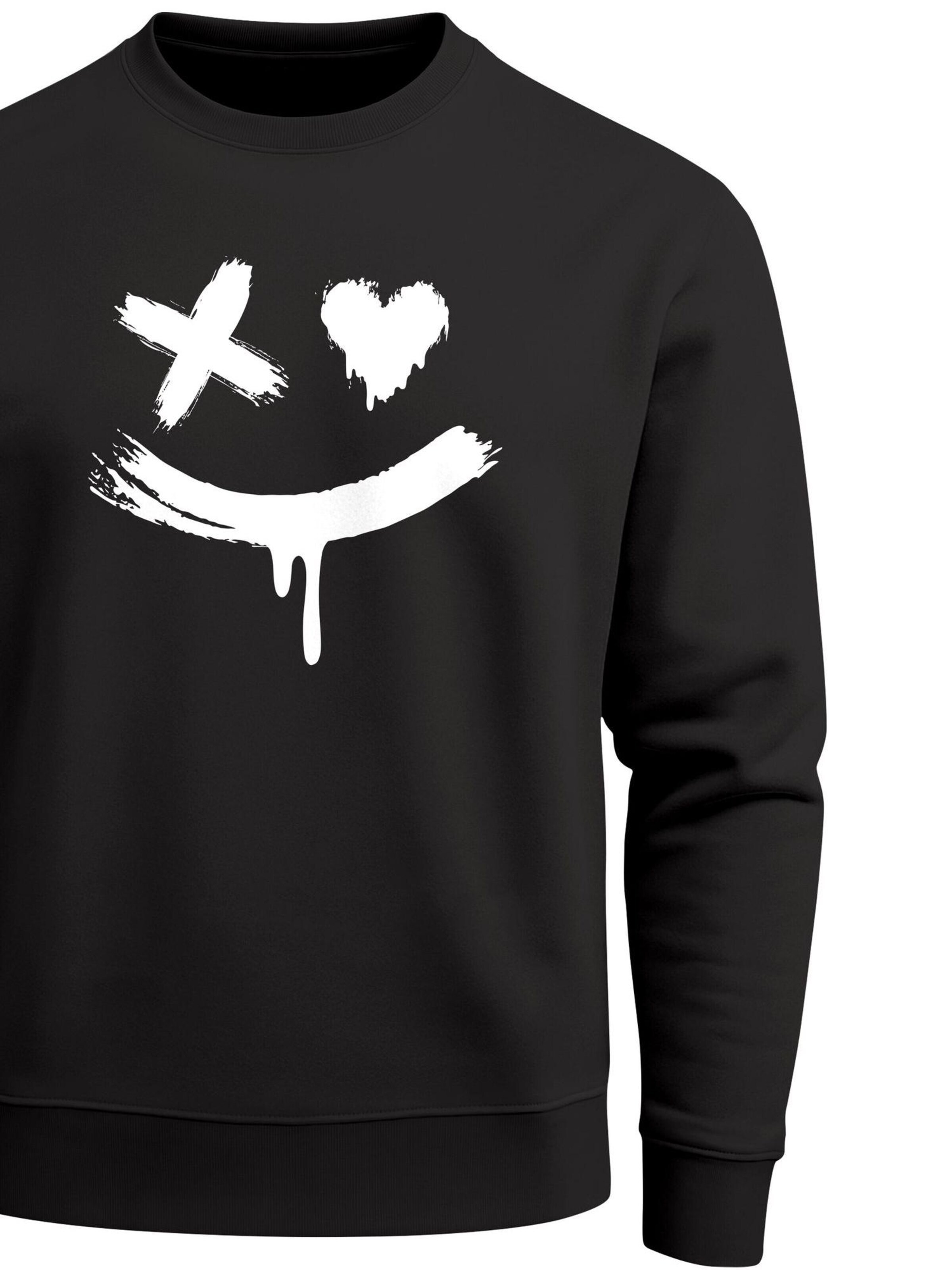 Neverless Sweatshirt 'Creepy Smile' in Black
