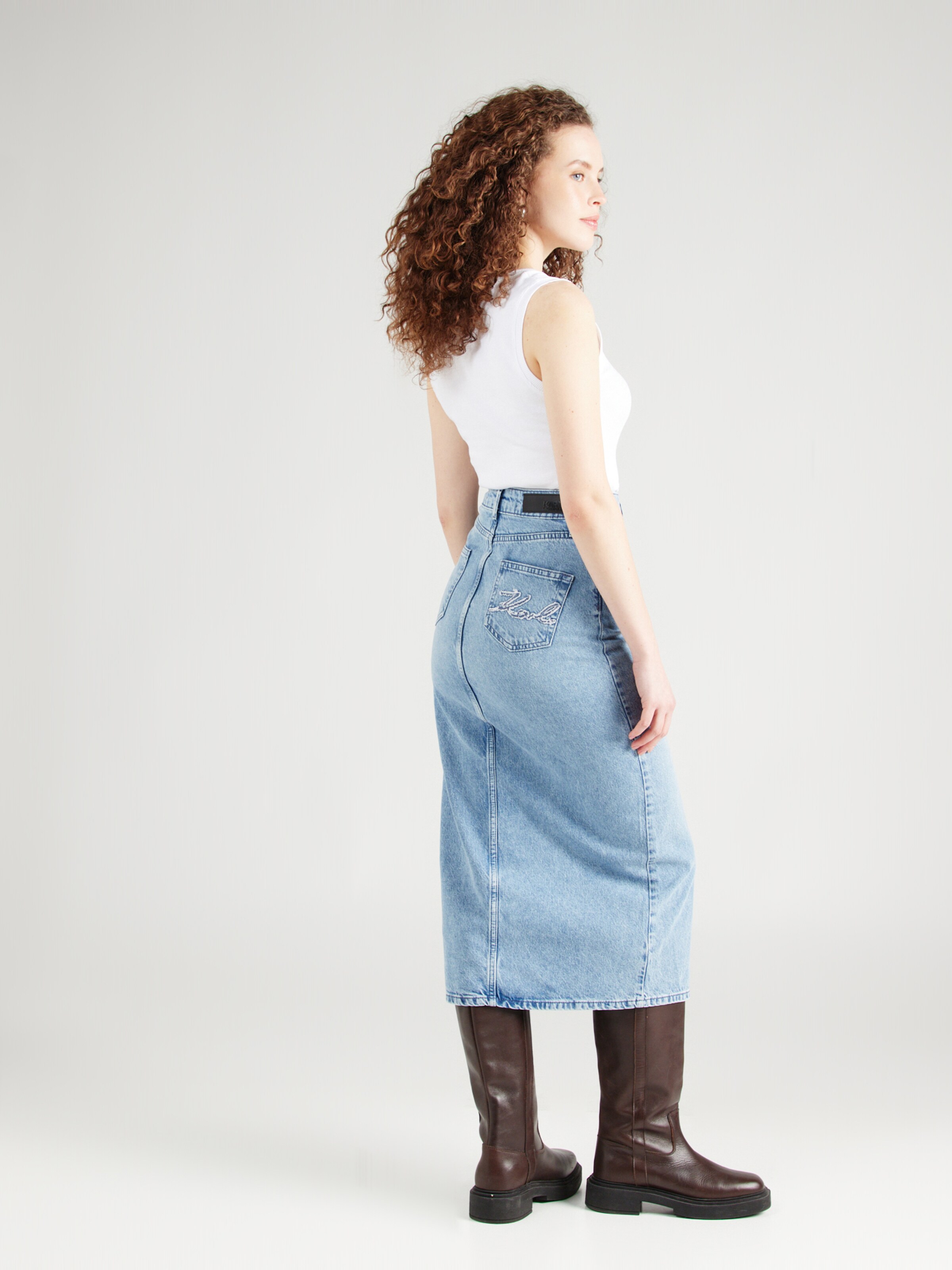スカート KARL LAGERFELD Women Skirts 76KW1502393 Blue Karl Lagerfeld Paris Womens KLP Print Skirt Bluestar 14 One
