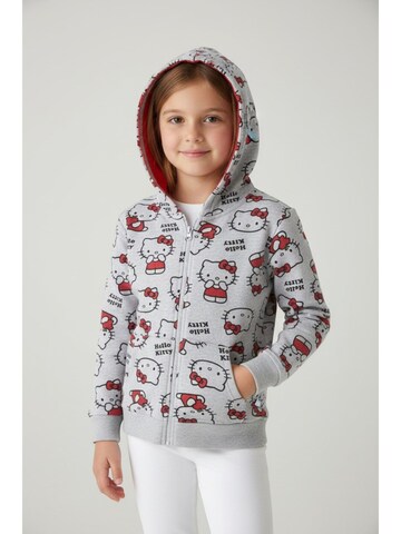 HELLO KITTY Zip-Up Hoodie 'Hello Kitty' in Grey: front