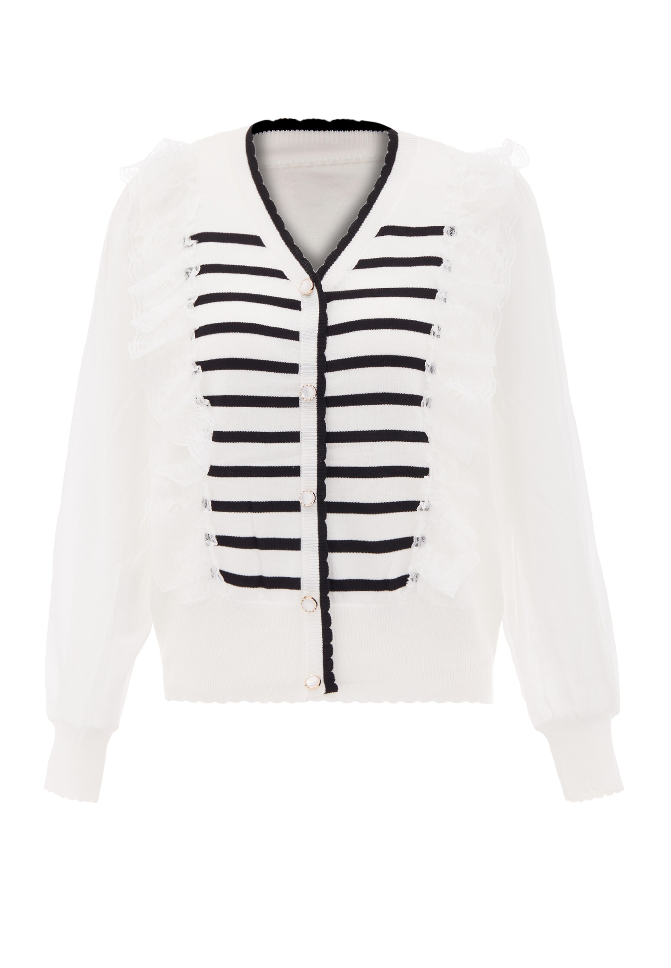 NAEMI Cardigan i sort / hvid, Produktvisning