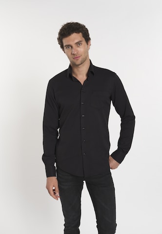 DENIM CULTURE - Camisa 'MAXIMILLIAN' en negro: frente