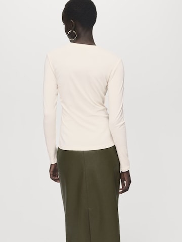 MANGO Tričko 'SECONDCA' – béžová