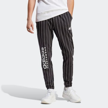 juoda ADIDAS SPORTSWEAR Prigludęs Sportinės kelnės 'Pinstripe Fleece': priekis