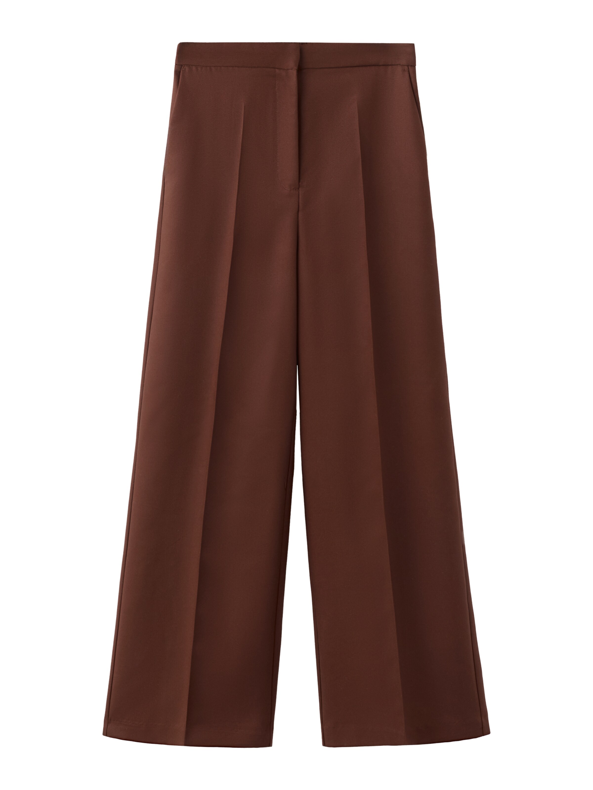 MANGO Wide Leg Suorat housut 'FLUID' värissä ruskea: etupuoli