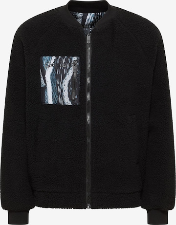 Carlo Colucci Fleece jas 'Espositello' in Zwart: voorkant