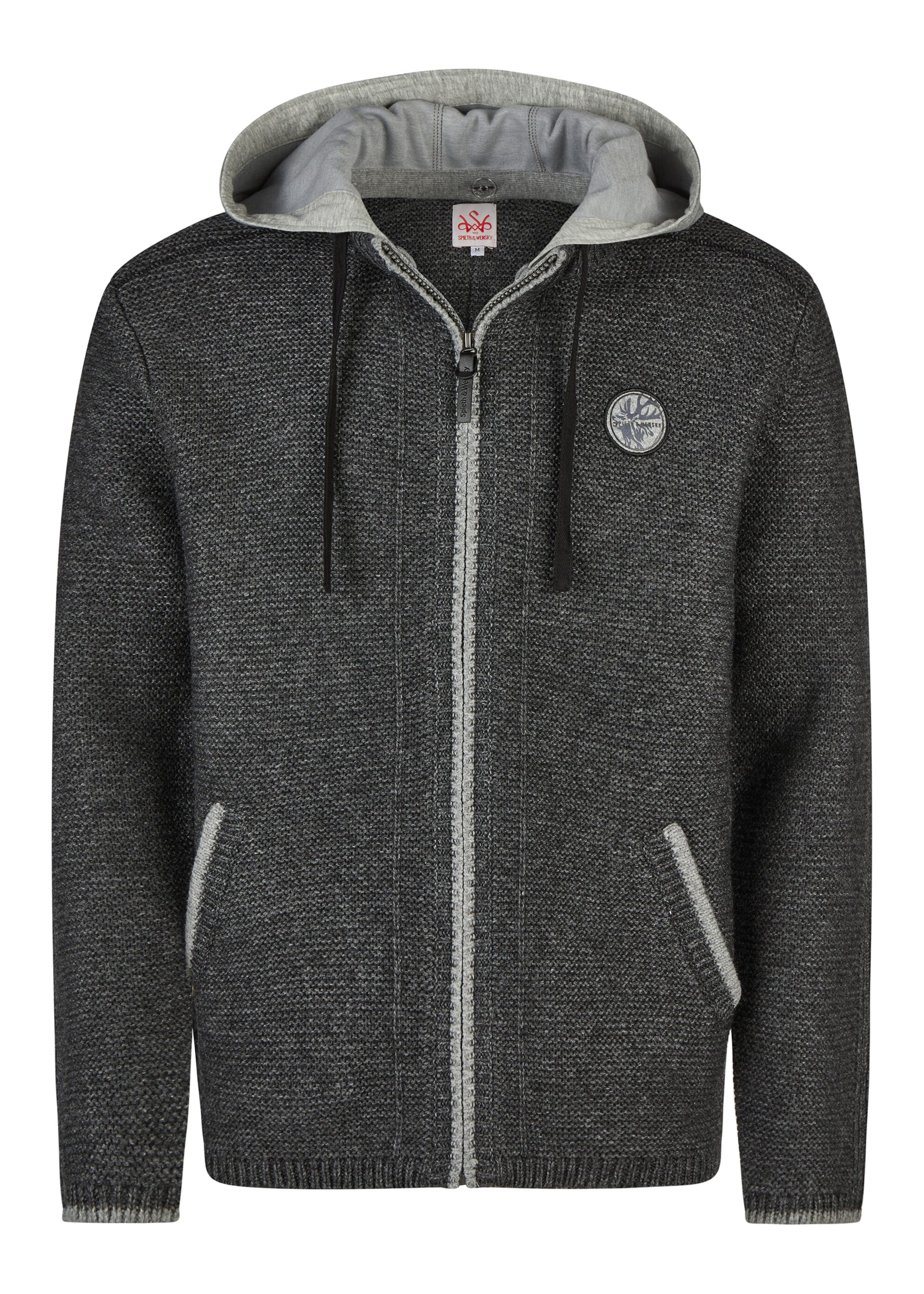 SPIETH & WENSKY Trachtenjacke Strickjacke 'Echo' in Grau: Vorderseite
