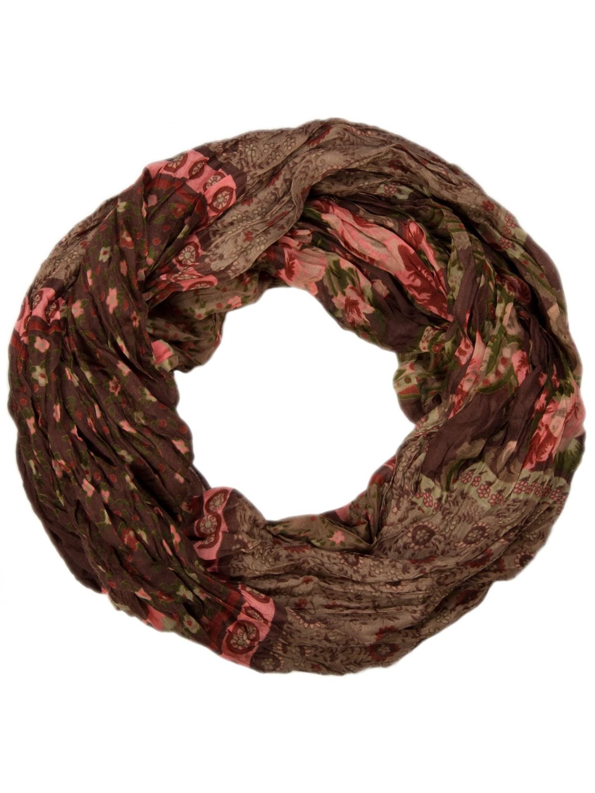 styleBREAKER Schlauchschal 'Loop mit Blumen Paisley Muster'‌‌‌‌‌‌‌‌‌ in Braun: Vorderseite