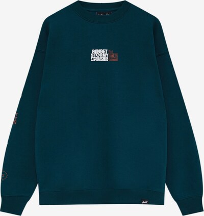 Pull&Bear Sweatshirt i brun / petrol / hvit, Produktvisning