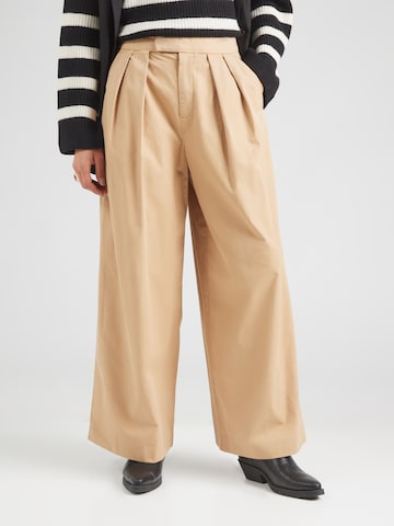 GAP Wide leg Pleat-front trousers in Brown: front