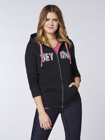 Oklahoma Jeans Sweatjacke in Schwarz: Vorderseite
