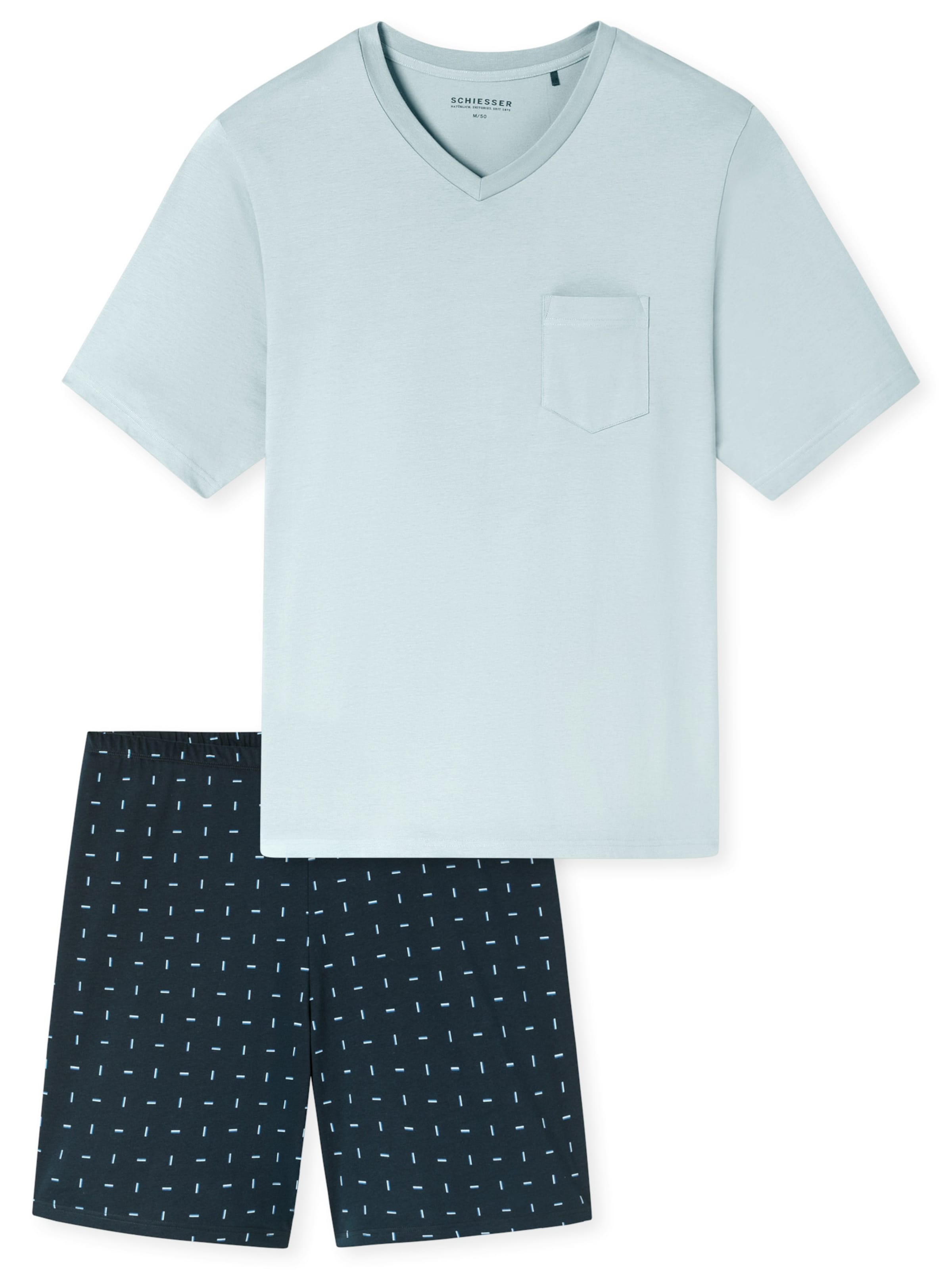 SCHIESSER Short Pajamas 'Comfort Essentials' in Blue: front