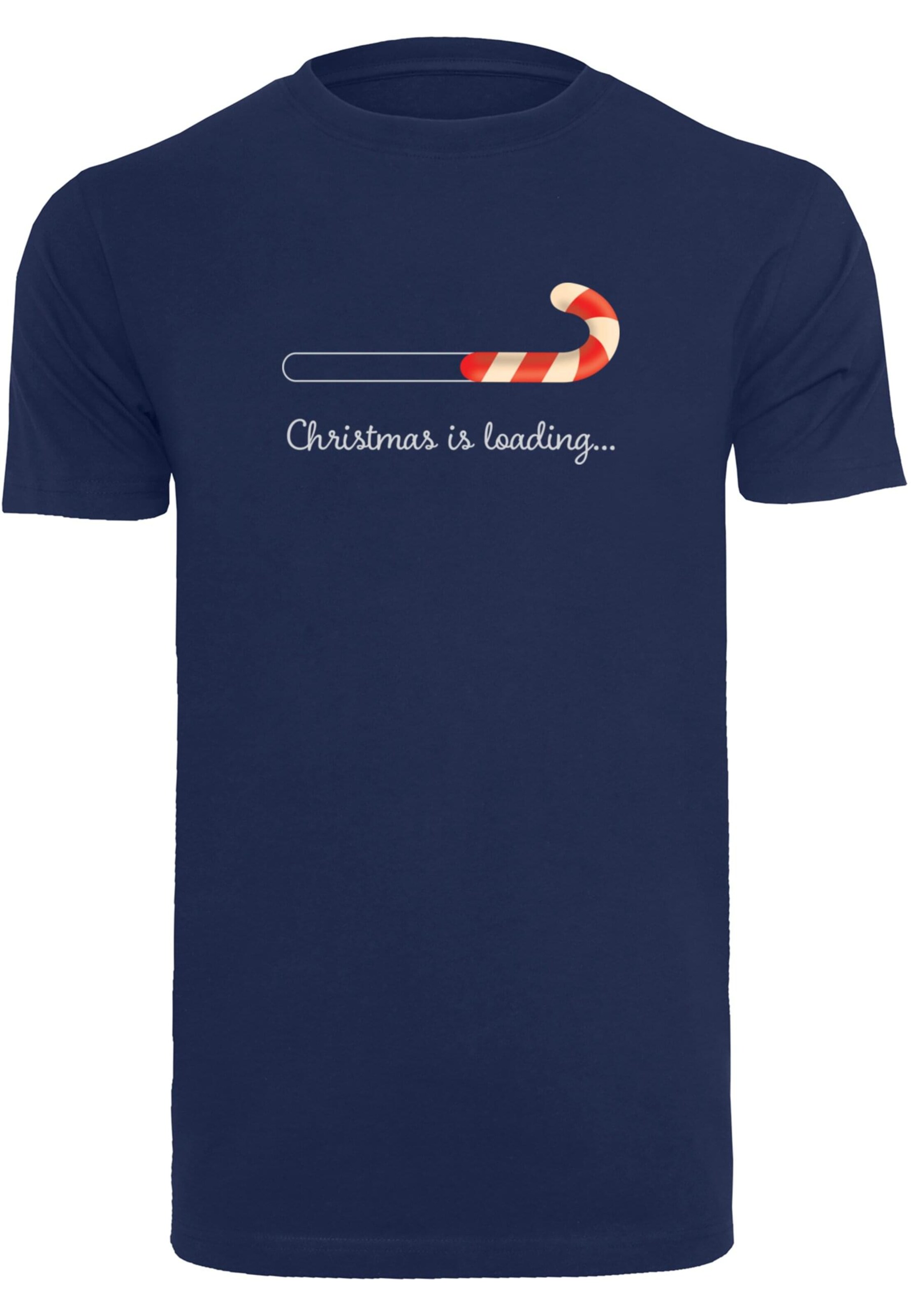 Merchcode T-Shirt 'Christmas Loading' in Blau: Vorderseite