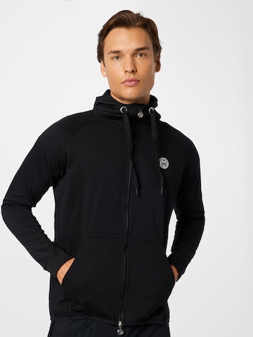 BIDI BADU Athletic Zip-Up Hoodie in Black: front