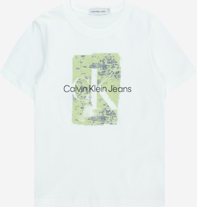 Tricou 'SECOND SKIN' Calvin Klein Jeans pe verde deschis / negru / alb, Vizualizare produs