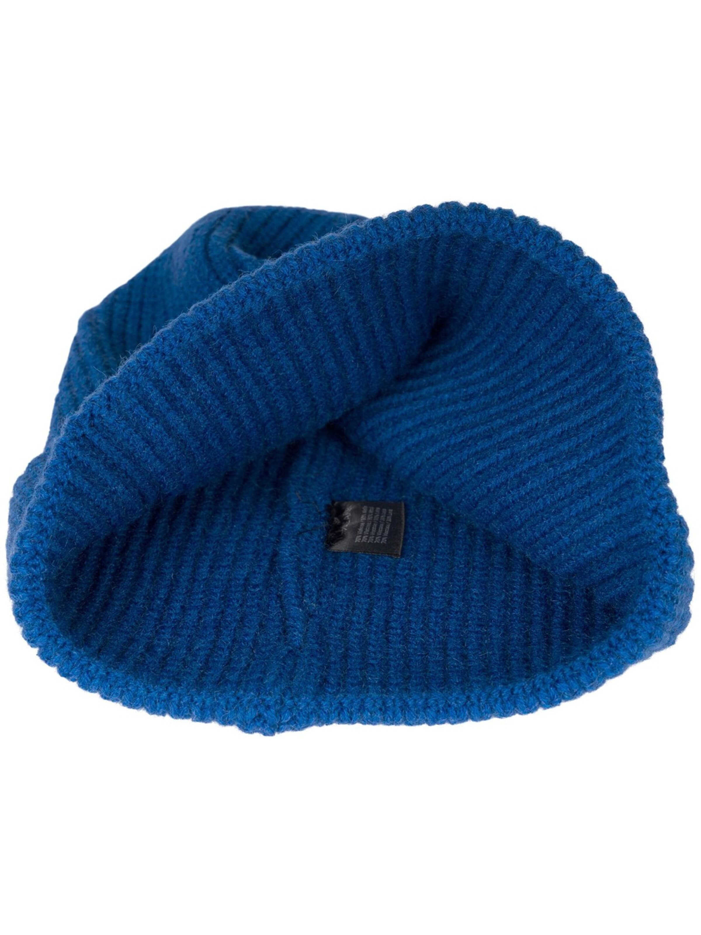 styleBREAKER Mütze 'Feinstrick Beanie Mütze mit Krempe'‌‌ in Blau