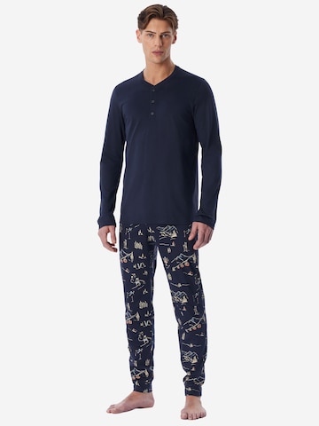 Pyjama long ' Family ' SCHIESSER en bleu : devant