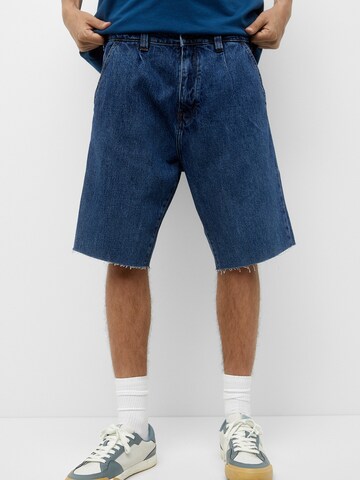 Pull&Bear Wide Leg Shorts in Blau: Vorderseite