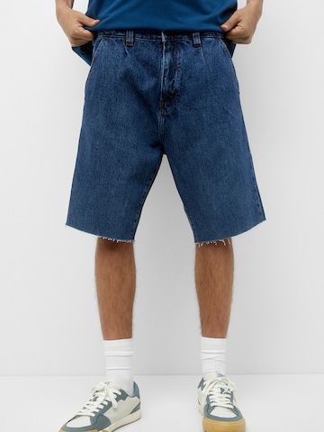 Pull&Bear Wide Leg Shorts in Blau: predná strana