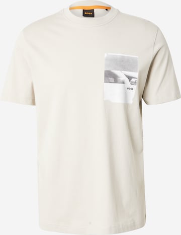 T-Shirt 'Container' BOSS en beige : devant