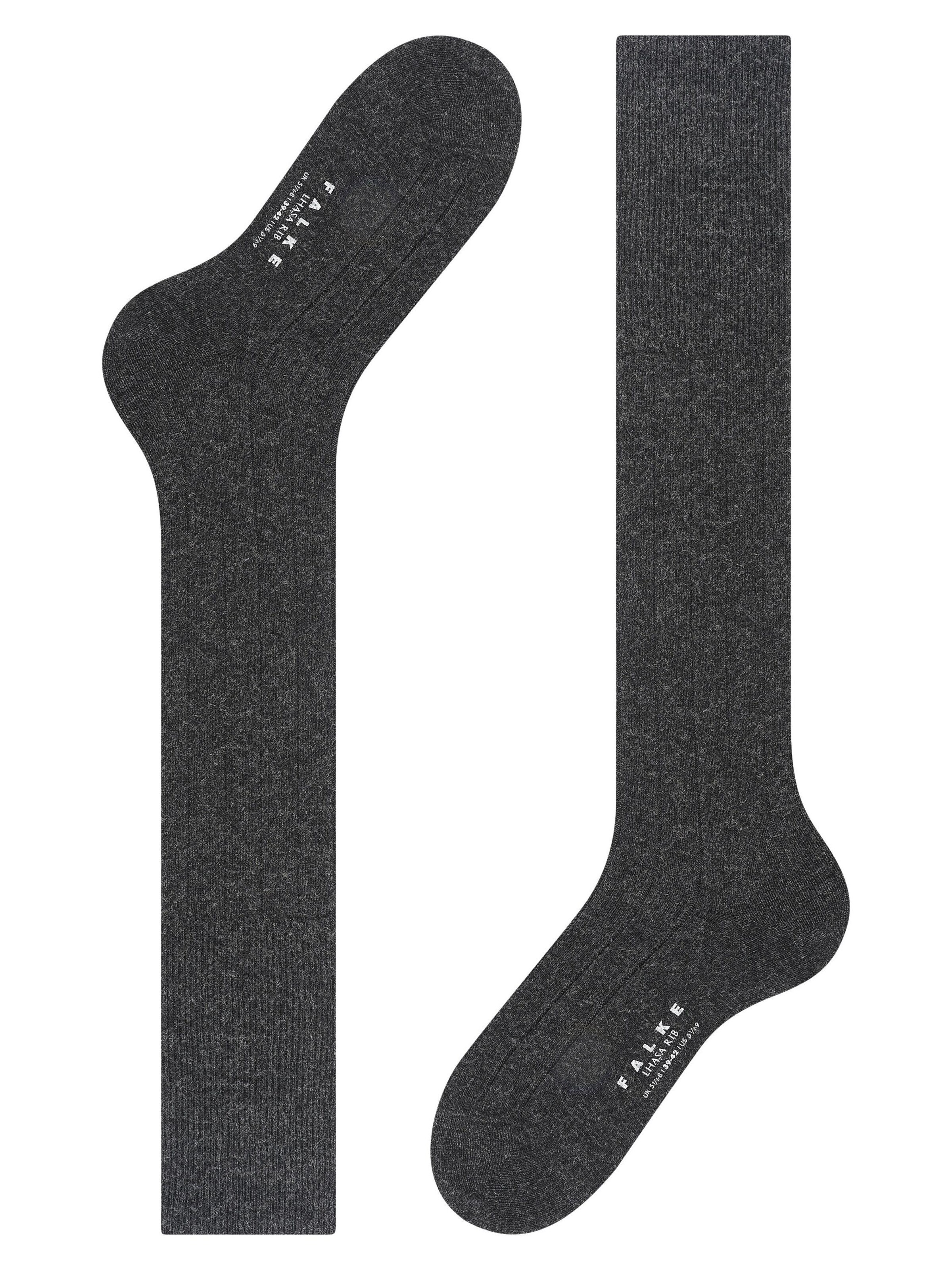 FALKE Knee High Socks 'Lhasa Rib' in Grey: front
