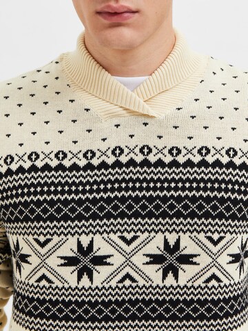 SELECTED HOMME Sweater 'Claus' in Beige