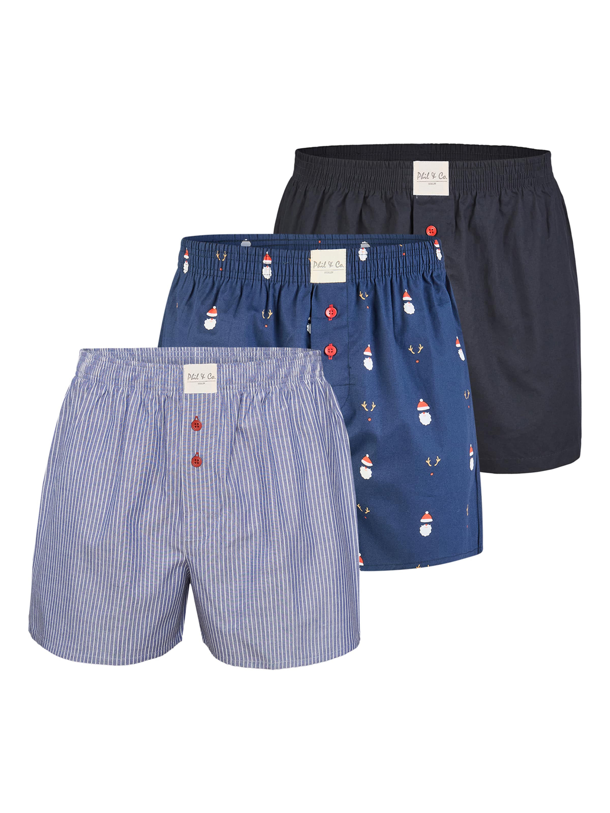 Phil & Co. Berlin - Calzoncillo boxer ' Santa ' en azul: frente