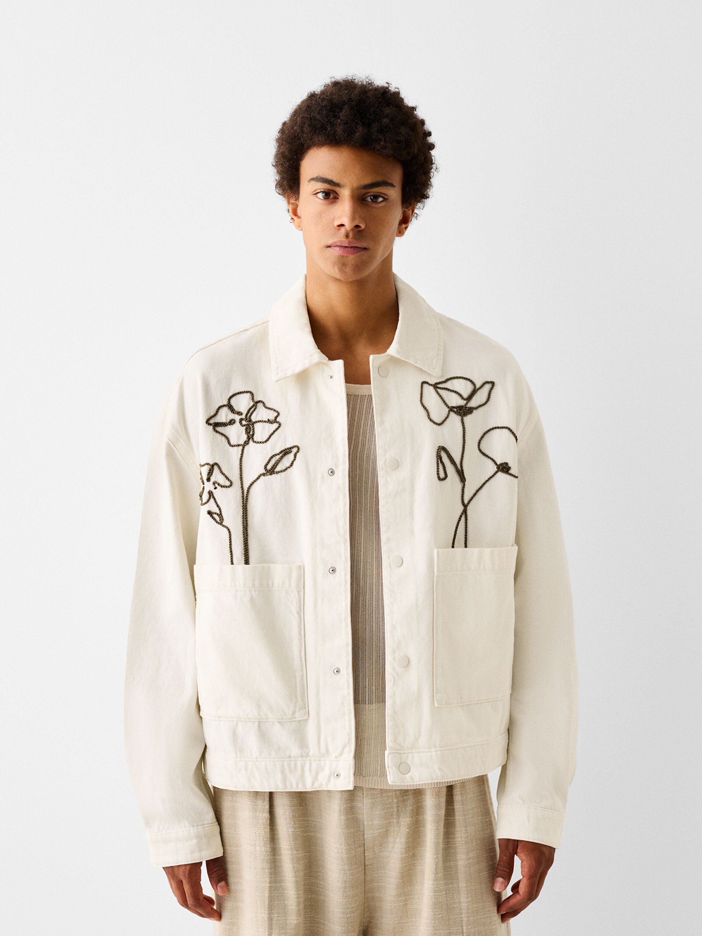 Veste mi saison Bershka en Blanc Casse ABOUT YOU
