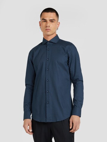 BOSS Slim Fit Hemd 'HANK' in Blau: Vorderseite