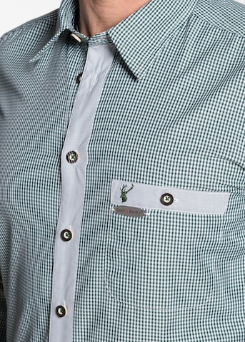 SPIETH & WENSKY Slim fit Traditional Button Up Shirt 'Dorf' in Green