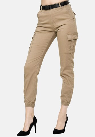Elara Slimfit Cargobroek in Beige