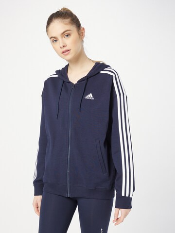 ADIDAS SPORTSWEAR Athletic Zip-Up Hoodie 'Essentials 3-Stripes French Terry ' in Blue: front