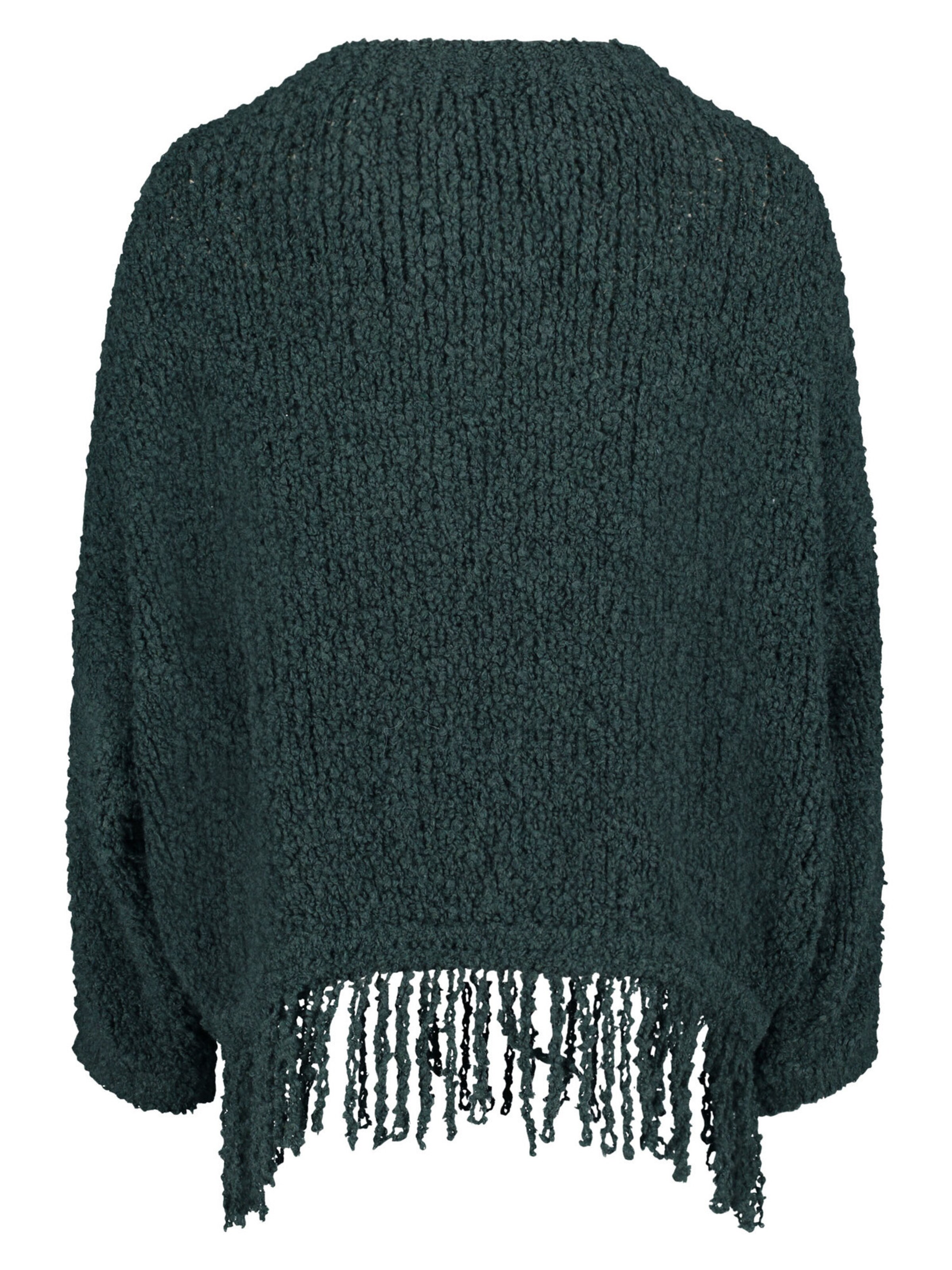 Cartoon Strickpullover mit Fransen in Grün