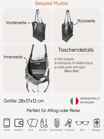 SevaBags Shopper 'Shopper Tasche Damen in Metallic Echtleder' in Grau