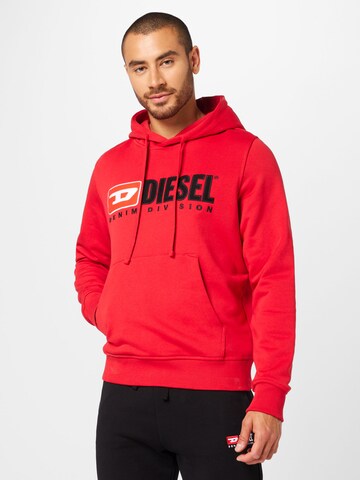 DIESEL Sweatshirt 'GINN' in Rood: voorkant