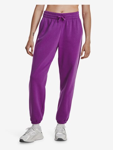 UNDER ARMOUR Regular Workout Pants 'Rival' in Purple: front