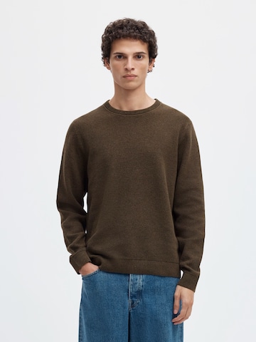 Pull-over 'SLHROSS' SELECTED en marron : devant