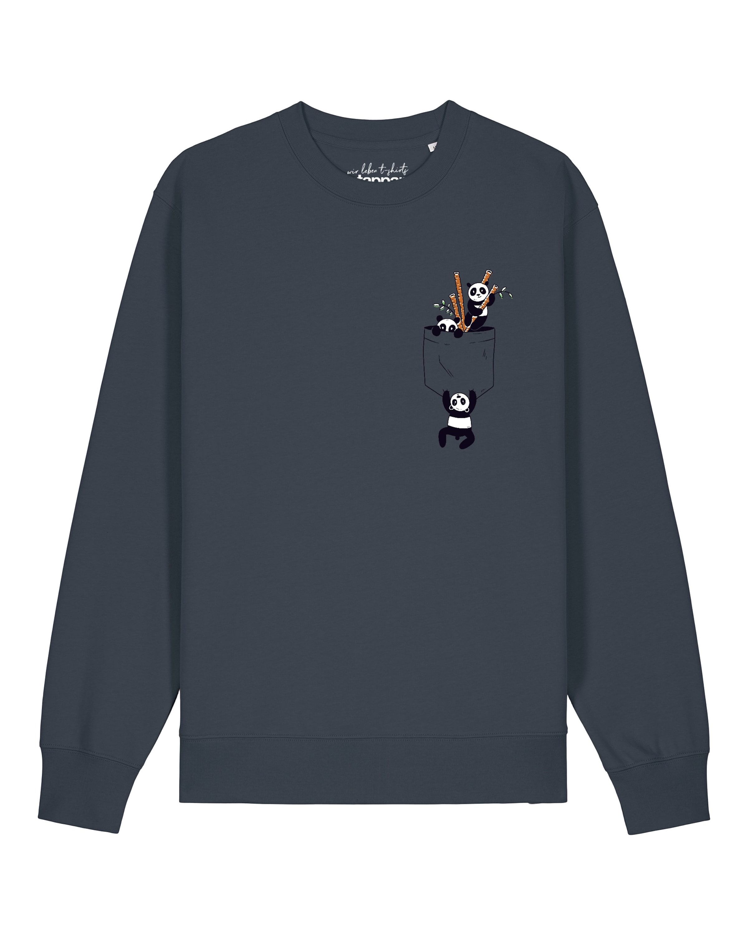Watapparel Sweatshirt ' Pocket Pandas ' in Grijs: voorkant