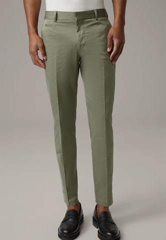 STRELLSON Slim fit Pleated Pants 'Kyle' in Green