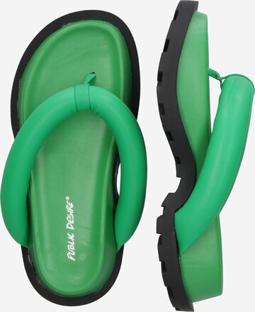 Public Desire T-Bar Sandals 'NO WAY' in Green