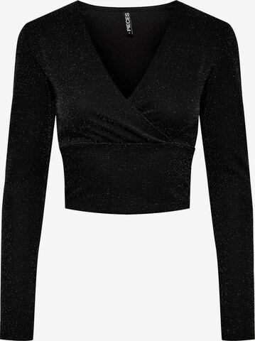 Pieces Petite Shirt 'Lina' in Schwarz: predná strana