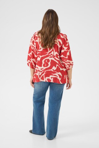 KAFFE CURVE Bluse 'Maren Frill' in Rot